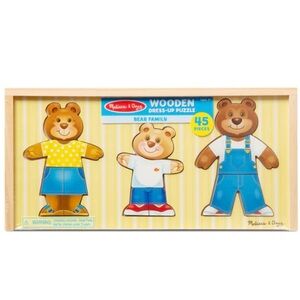 MELISSA & DOUG Wooden Bear Family Dress-Up Puzzle 45 Mix-n-Match Pieces